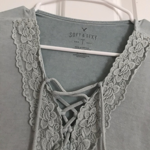 American Eagle Teal Long Sleeve shirt size S - Picture 7 of 8